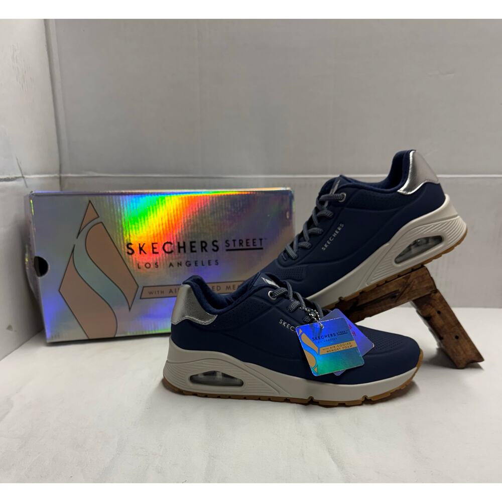 Skechers Street Uno Shimmer Away Sneakers Women's Size 6 navy 155196 NWT